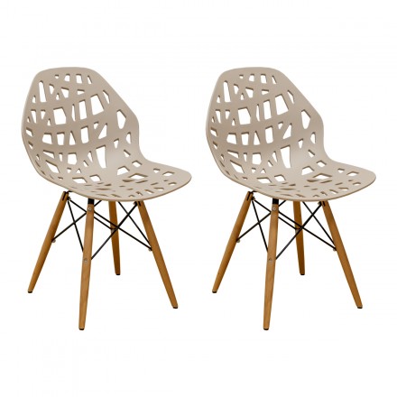 Mm-sw10004-taupe Stencil Cut Out Eiffel Side Chair - Set Of 2 Taupe