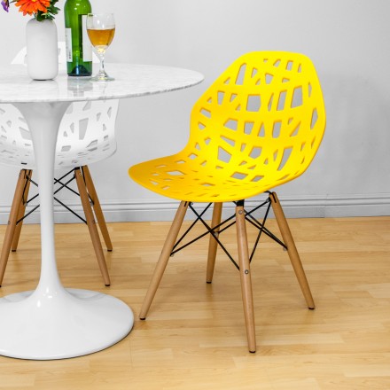 Mm-sw10004-yellow Stencil Cut Out Eiffel Side Chair - Yellow Set Of 2