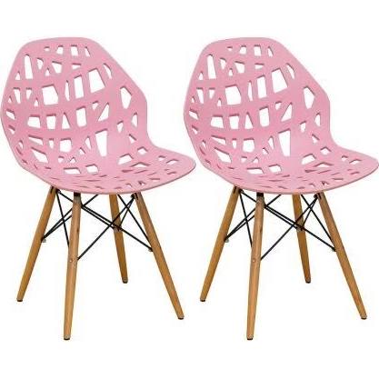 Mm-sw10004-pink Stencil Cut Out Eiffel Side Chair - Pink Set Of 2