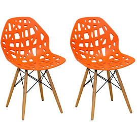 Mm-sw10004-orange Stencil Cut Out Eiffel Side Chair - Orange Set Of 2