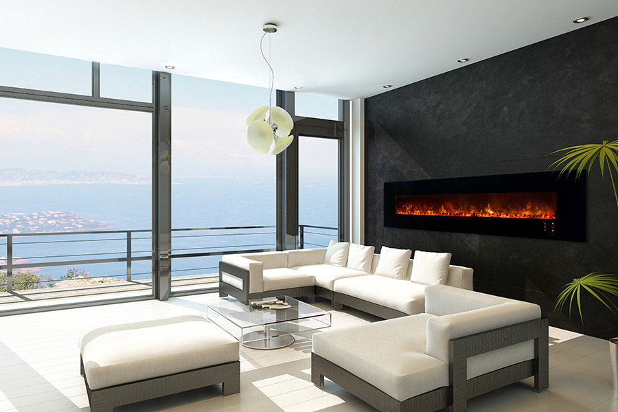 Al100clx2-g 100 In. Ambiance Clx2 Electric Fireplace With Black Glass Face
