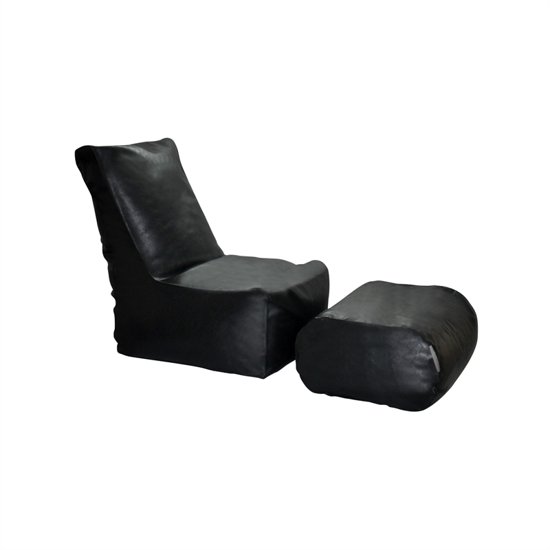 Mbb1066bl - Black Zen-bean Bag Chair & Ottoman Set - Black