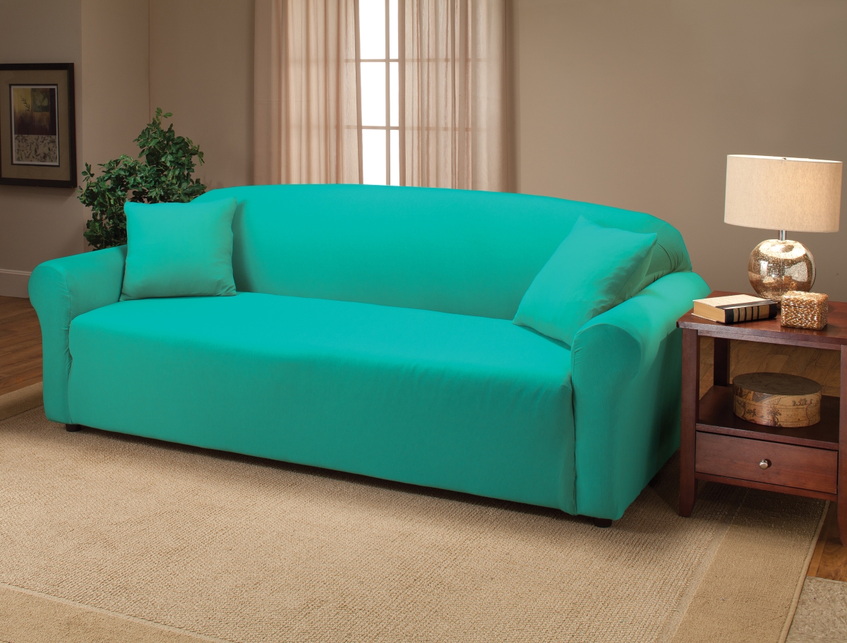 Madison Jer-sofa-aq Stretch Jersey Sofa Slipcover, Aqua