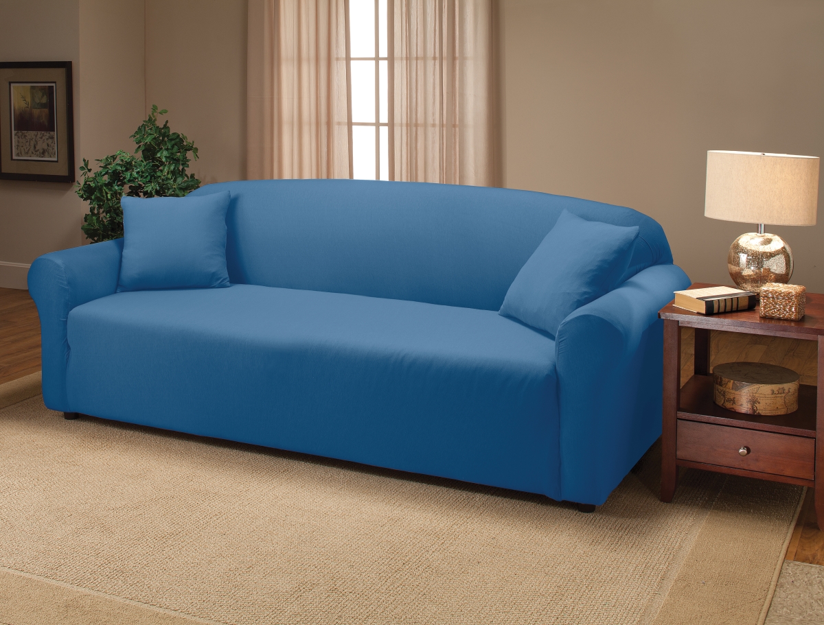 Madison Jer-sofa-bl Stretch Jersey Sofa Slipcover, Blue