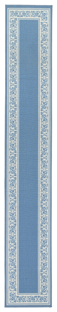 Flo-20x120-bl 20 X 120 In. Floral Border Extra Long Rectangle Runner Rug - Blue