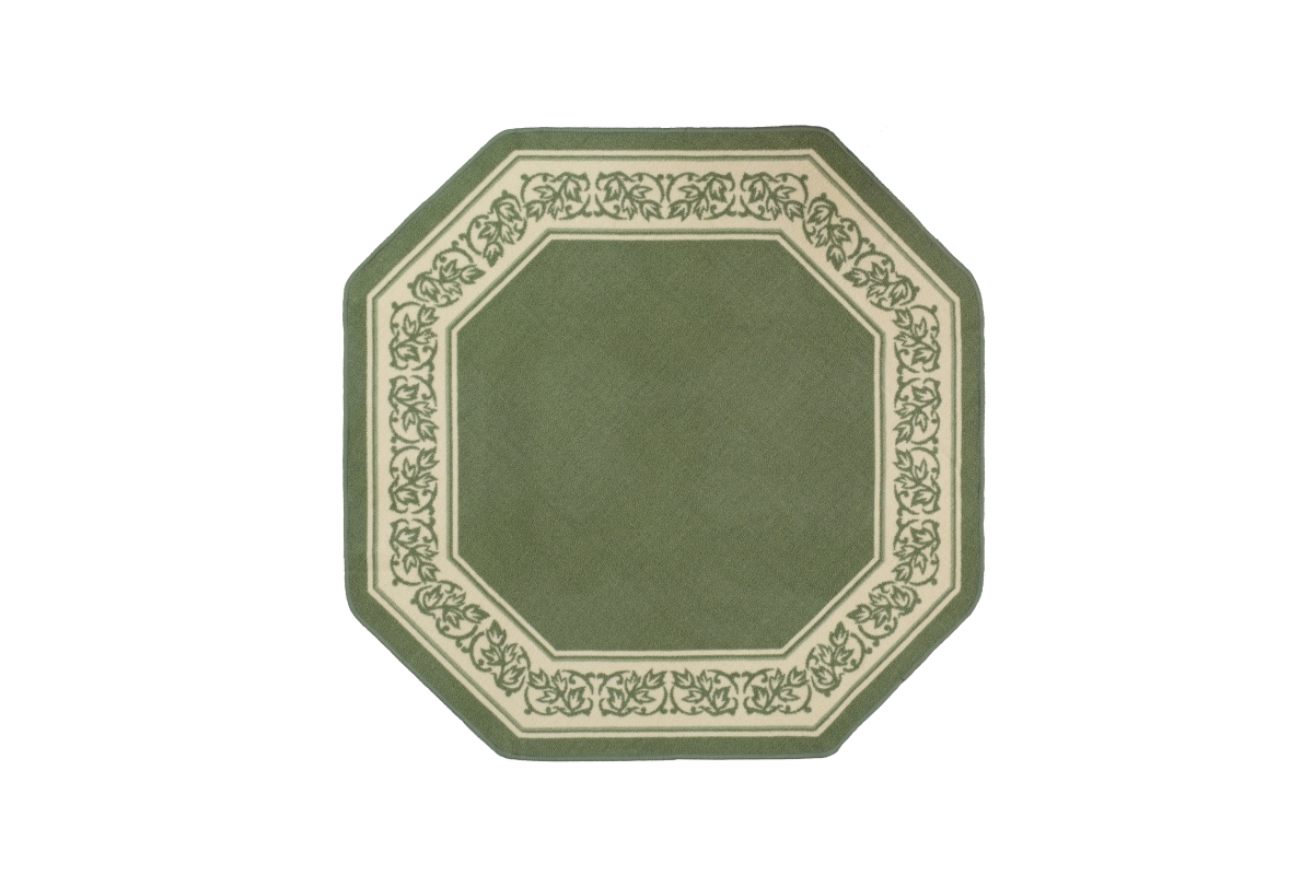 Flo-78x78-gn 78 X 78 In. Floral Border Octagon Room Sized Accent Rug - Green