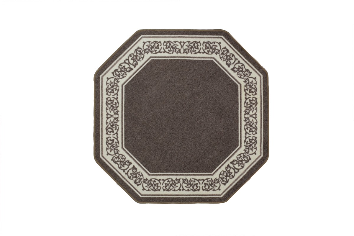 Flo-78x78-sa 78 X 78 In. Floral Border Octagon Room Sized Accent Rug - Sand