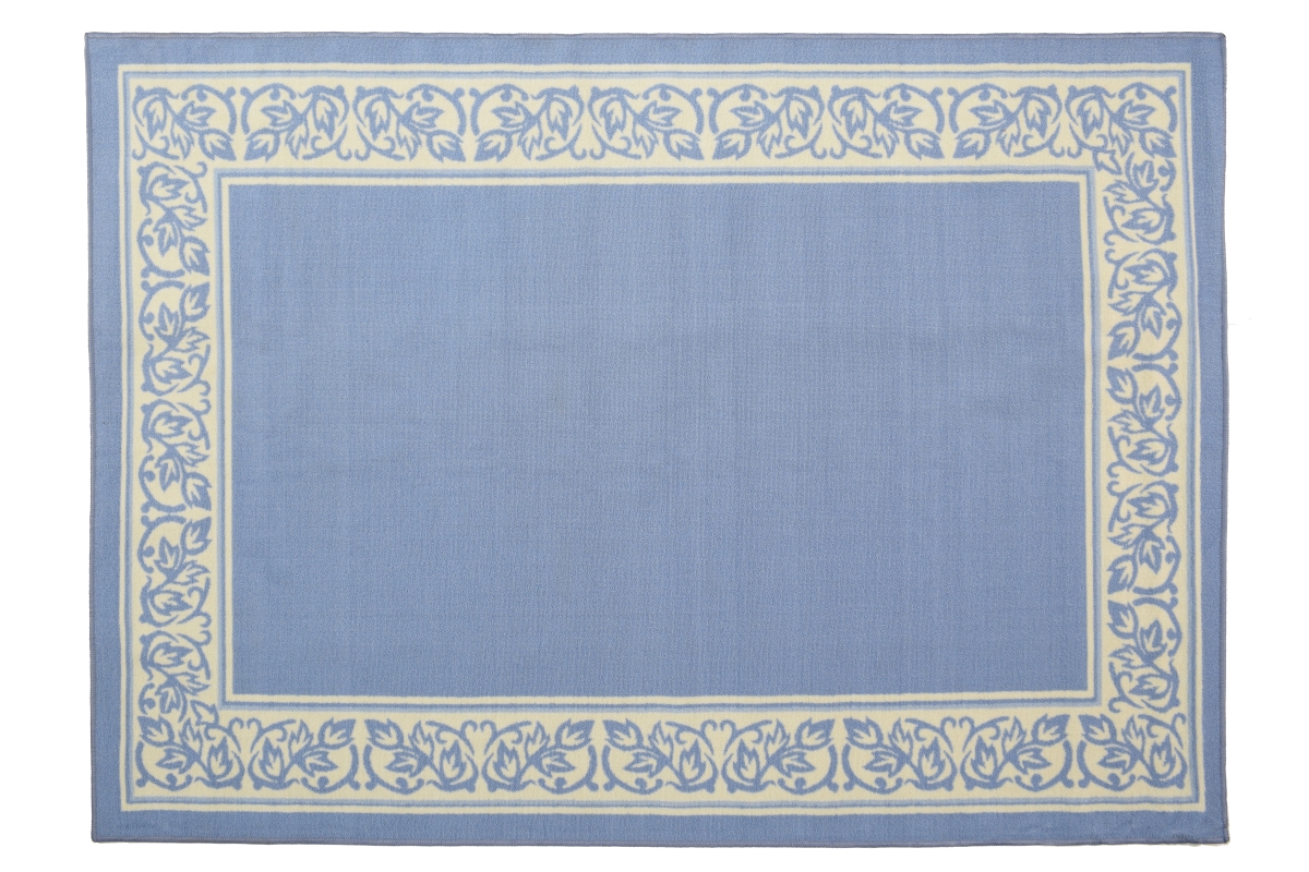 Flo-59x83-bl 59 X 83 In. Floral Border Room Sized Rectangle Rug - Blue