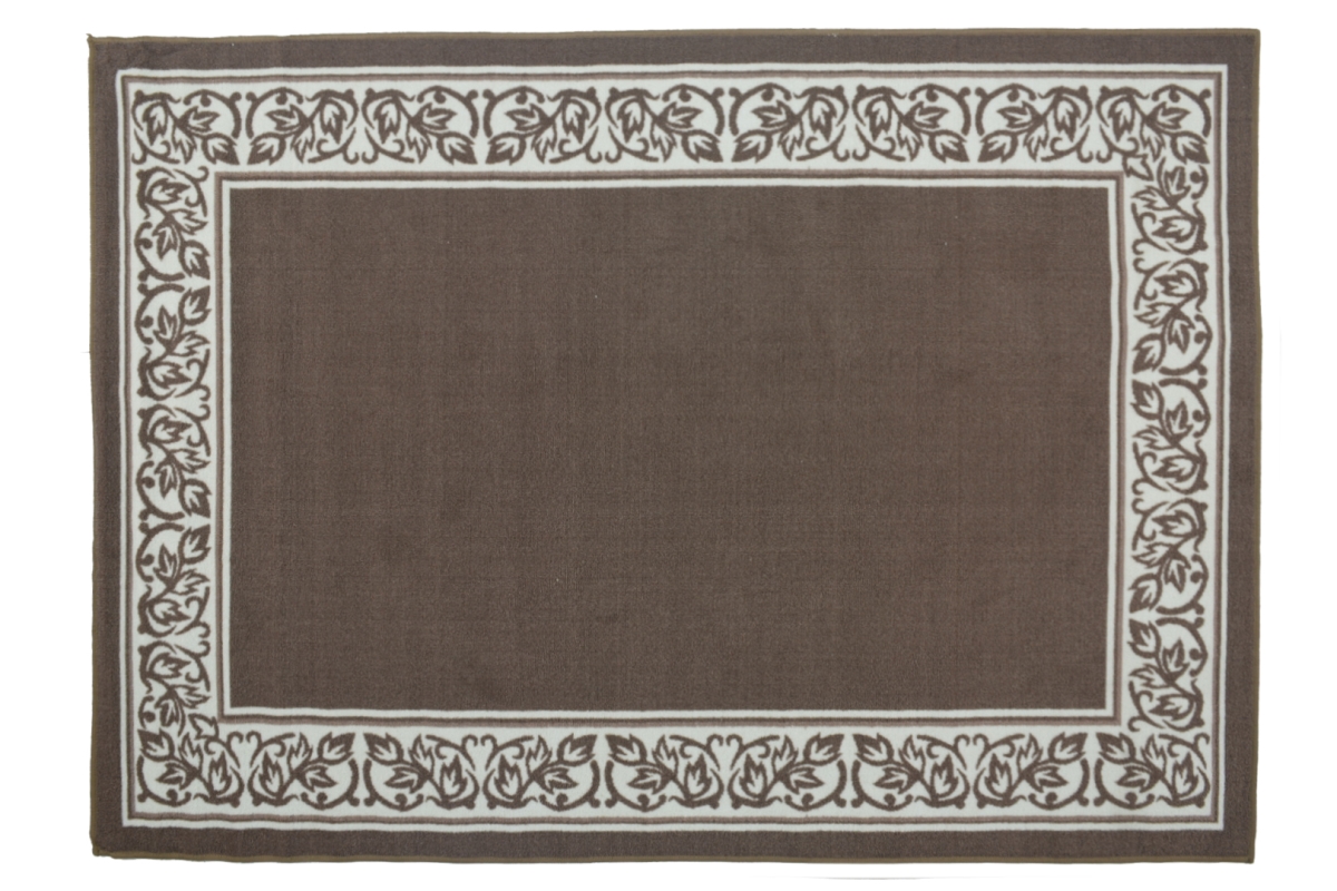 Flo-59x83-sa 59 X 83 In. Floral Border Room Sized Rectangle Rug - Sand