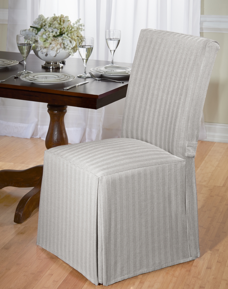 Her-drc-gy Herringbone Dining Chair Cover, Gray