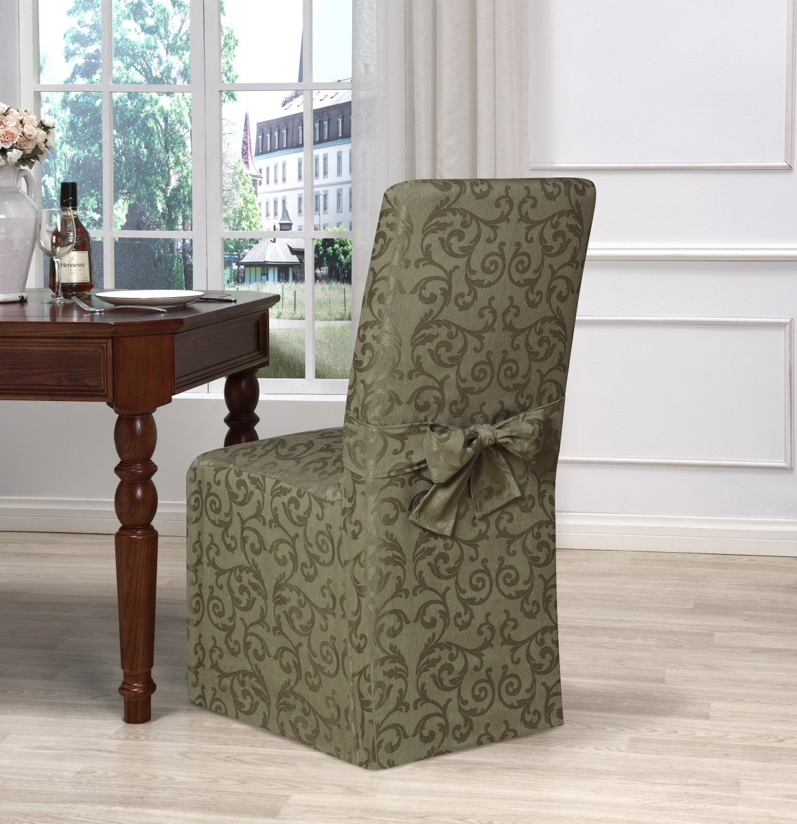 Amer-drc-gn Americana Dining Chair Cover, Green