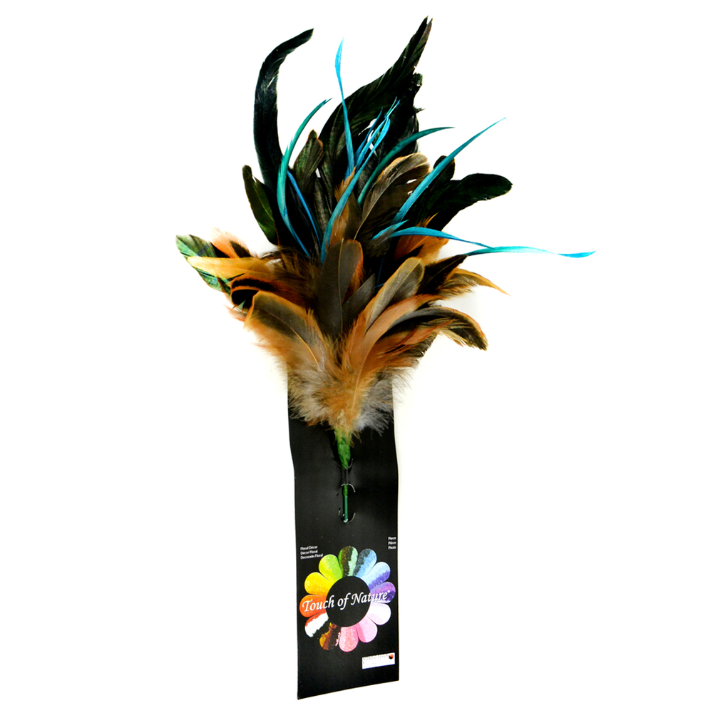 38516 Feather Floral Stem, 14 In. - Black & White - 6 Piece