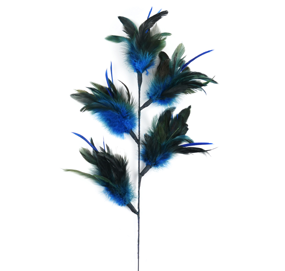 38716 32 In. Decorative Feather Floral Pick, Sky Blue - 4 Piece