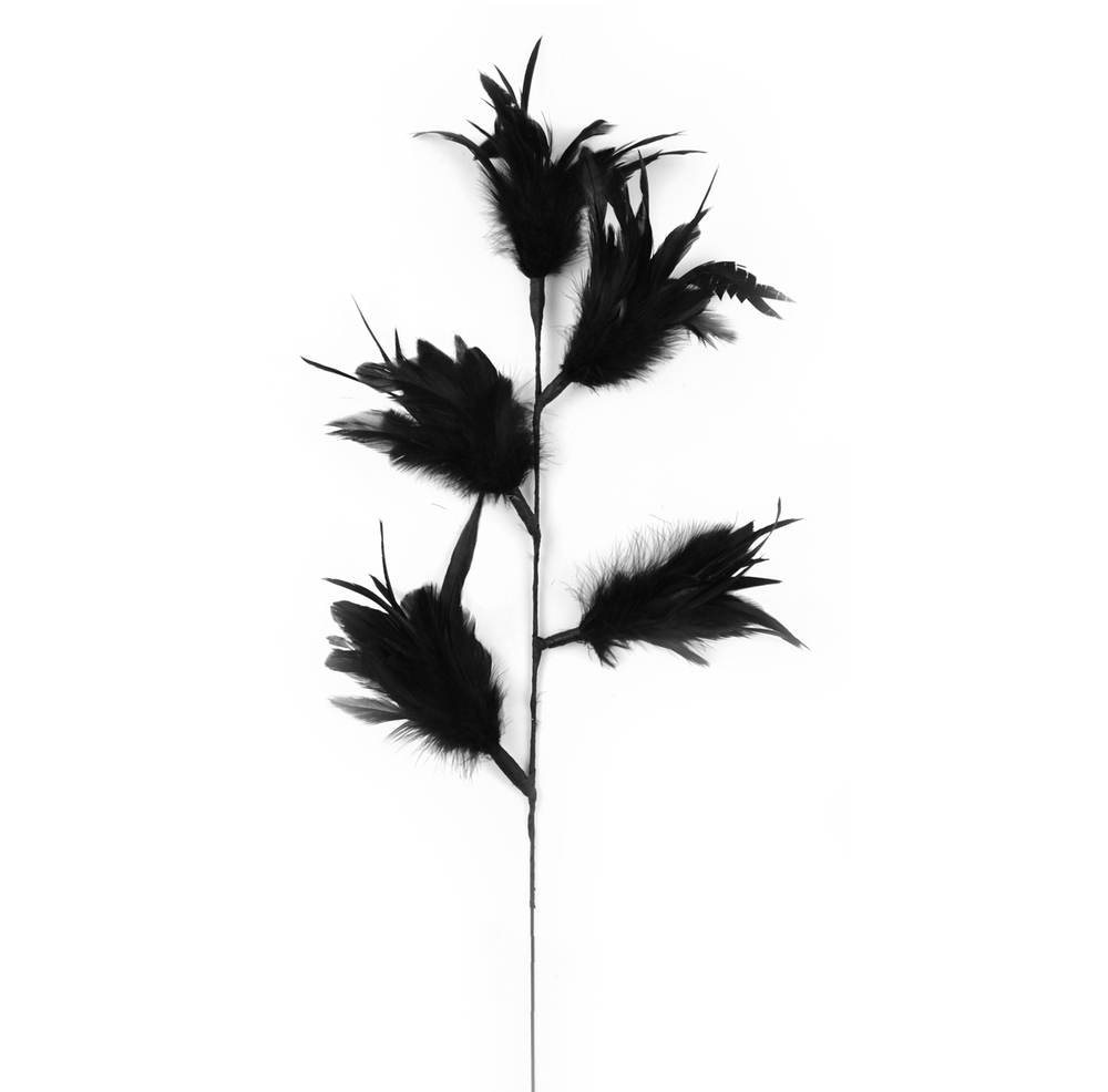 38720 32 In. Decorative Feather Floral Pick, Black - 4 Piece