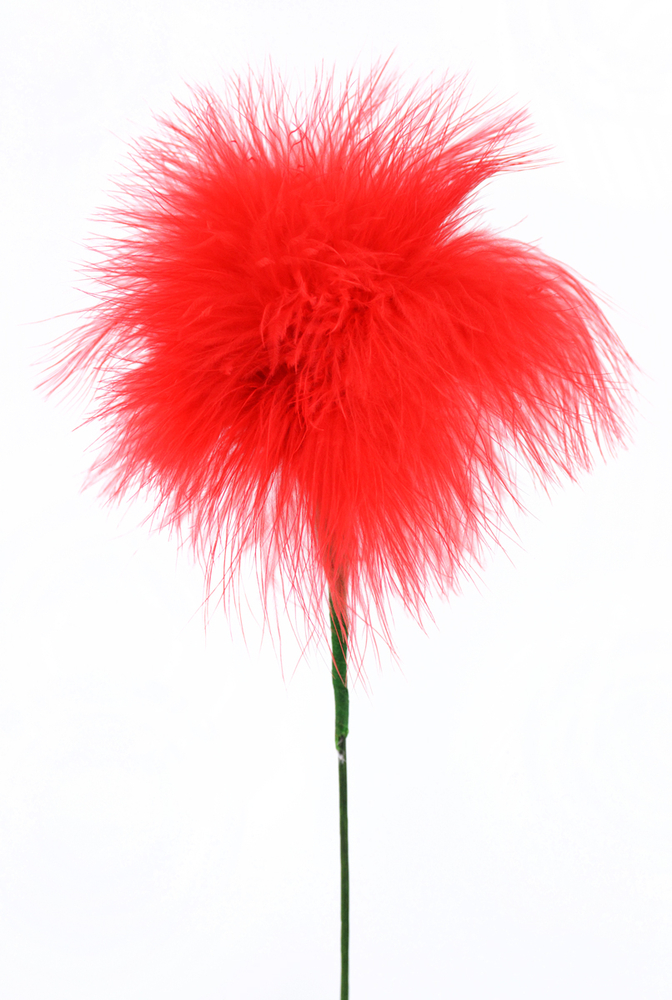 49007 Fluffy Feather Floral Pick, 23 In. - Red - 4 Piece