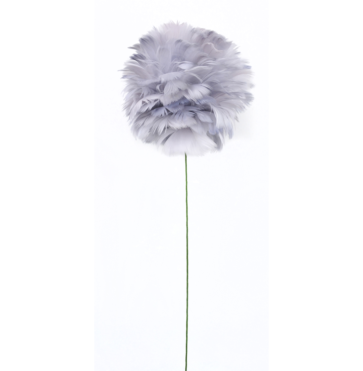 49194 24 In. Ash Grey Open Peony Feather Stem - 4 Piece