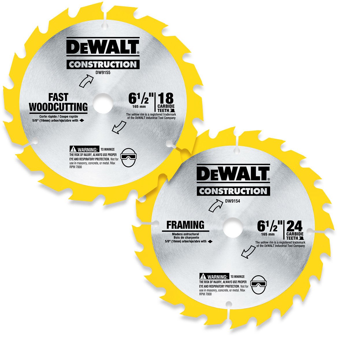 Dw9158x 6.5 In. 18-24 Tooth Saw Blade Combo Pack