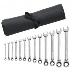 Gwr9509rn 12 Point Reversible Ratcheting Combination Sae Wrench Set With Tool Roll - 13 Piece