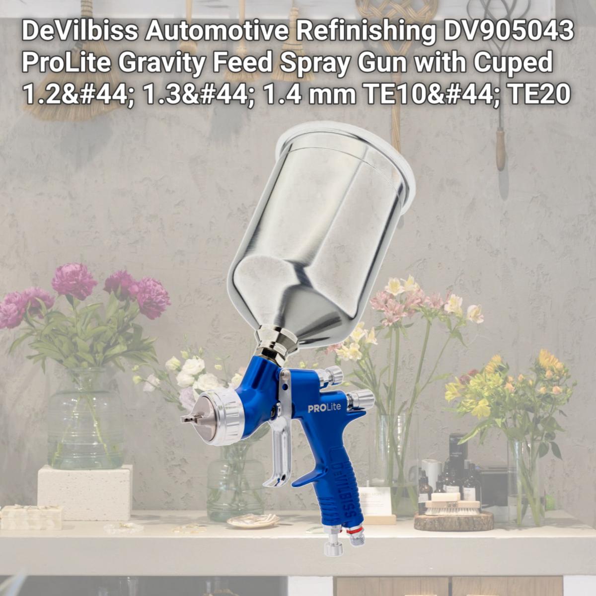 Picture of DeVilbiss Automotive Refinishing DV905043 ProLite Gravity Feed Spray Gun with Cuped 1.2&#44; 1.3&#44; 1.4 mm TE10&#44; TE20