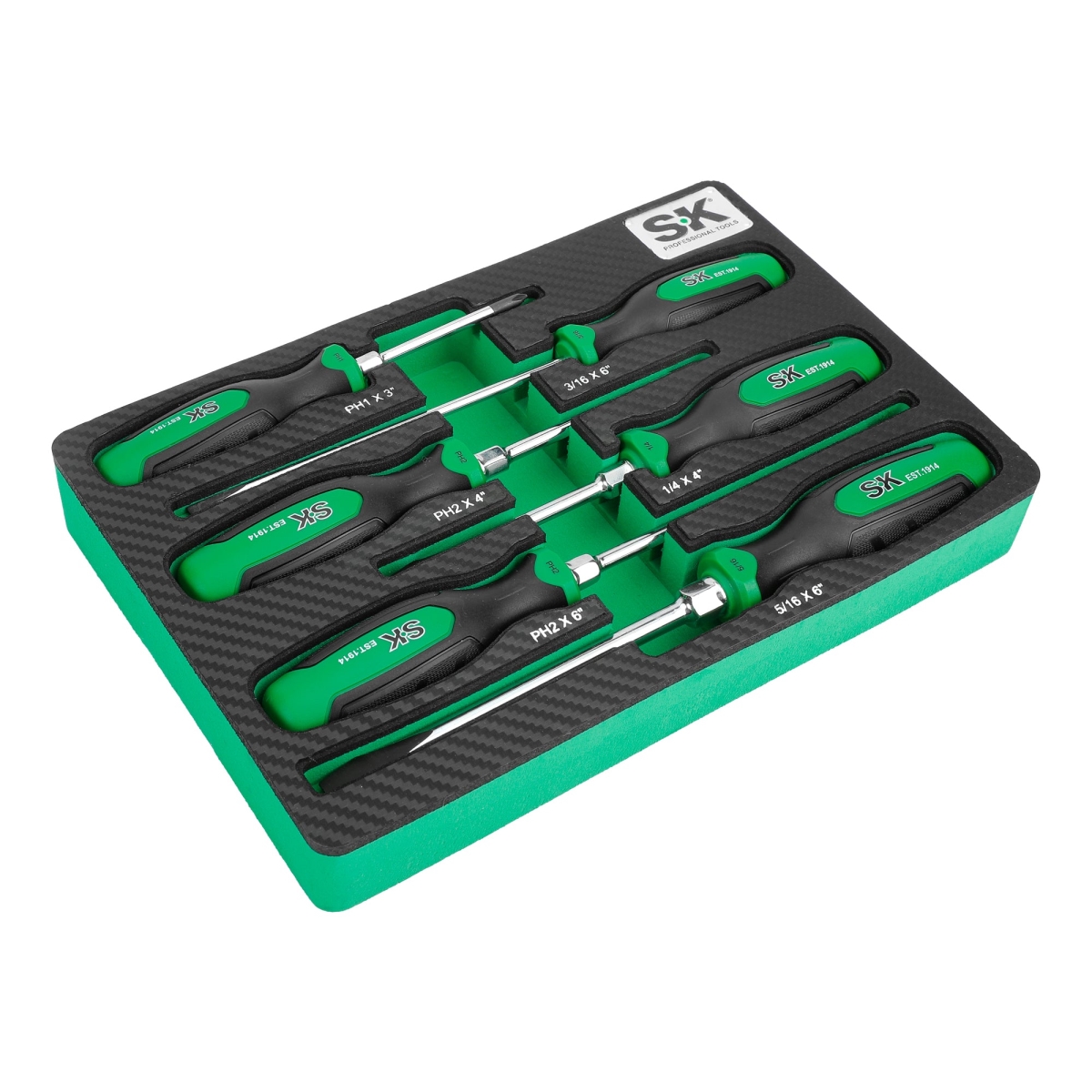 SK Tools SK02046 Dual-Material Magnetic Combination Screwdriver Set - 6 Piece