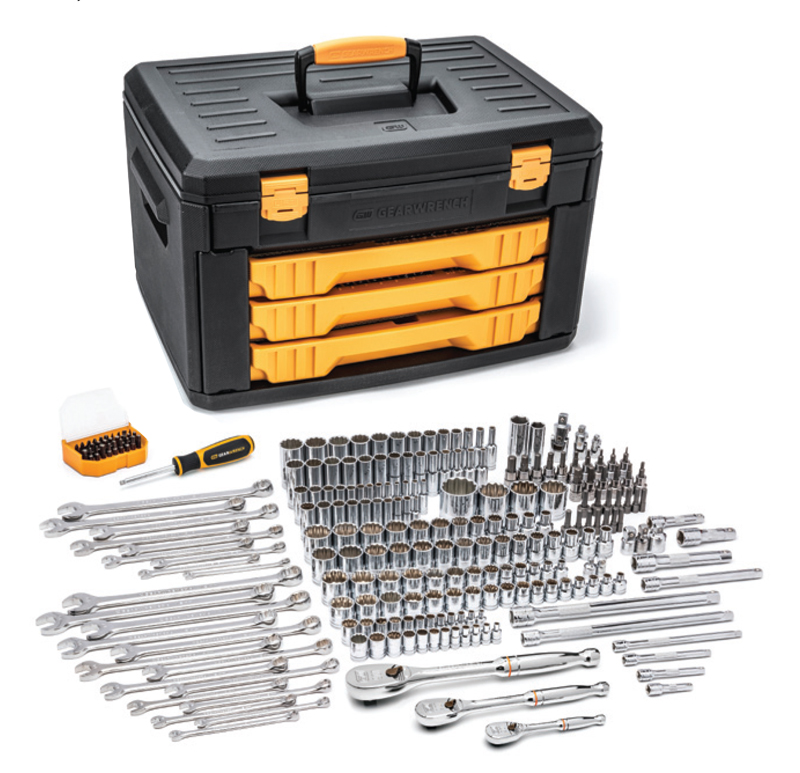 GWR80972 Mechanics Tool Set - 243 Piece - 0.15 in., 0.38 in. - 0.5 in. Drive - 12 Point