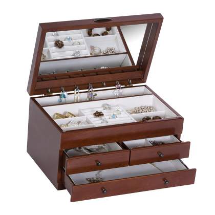 00798s17 Fairhaven Wooden Jewelry Box - Walnut