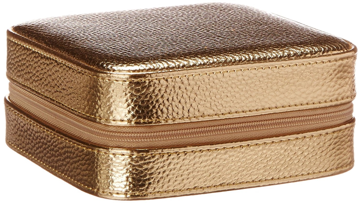 Mele 0062725 Luna Travel Jewelry Case In Metallic Faux Leather, Gold