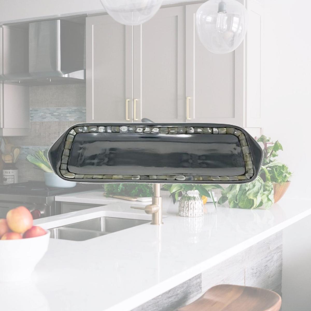 Picture of Metrotex Designs 14017 Mother Of Pearl Rectangle Tray - Aluminum