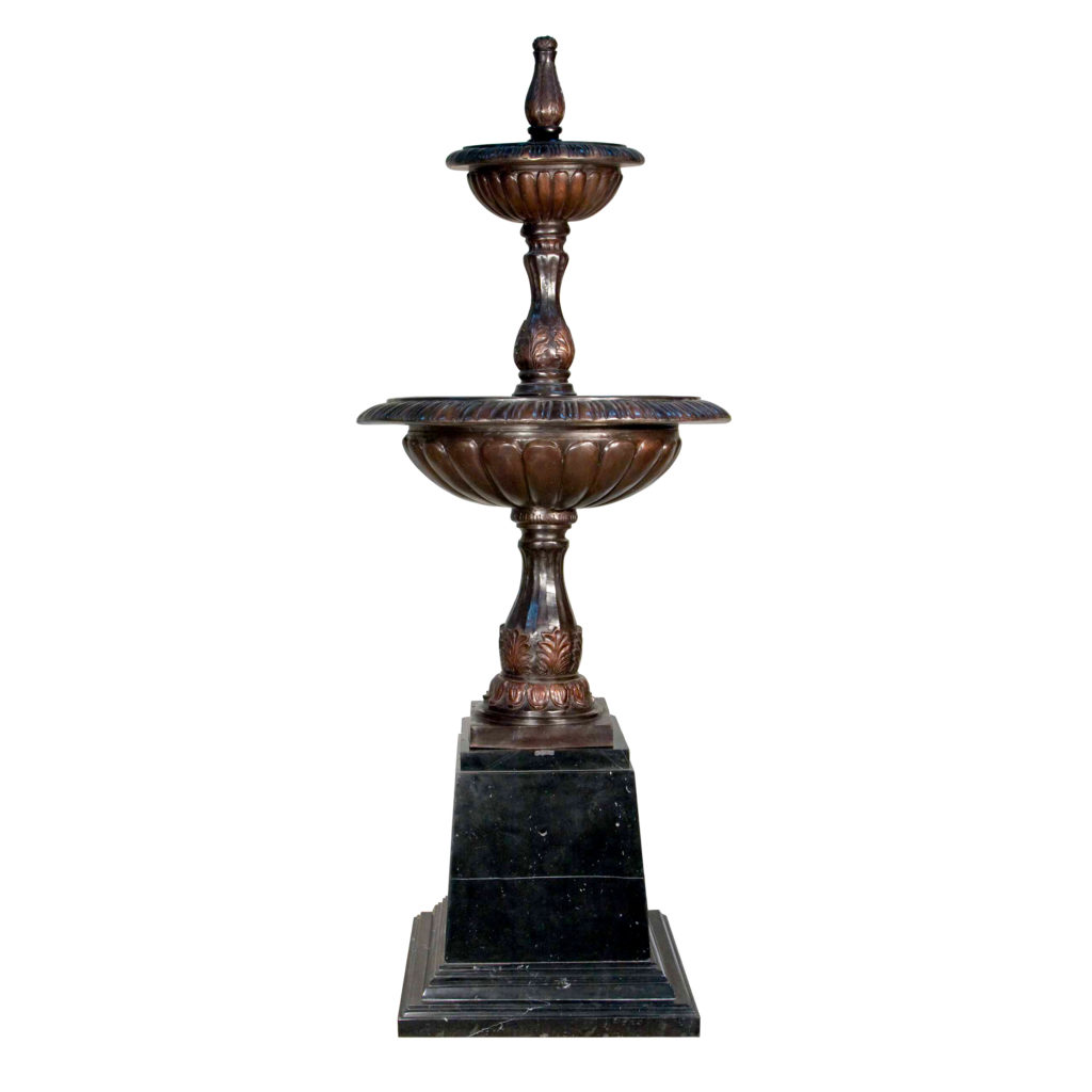 Srb094453 Bronze Two Tier Fountain With Marble Base Sculpture, 84 X 33 X 33 In.