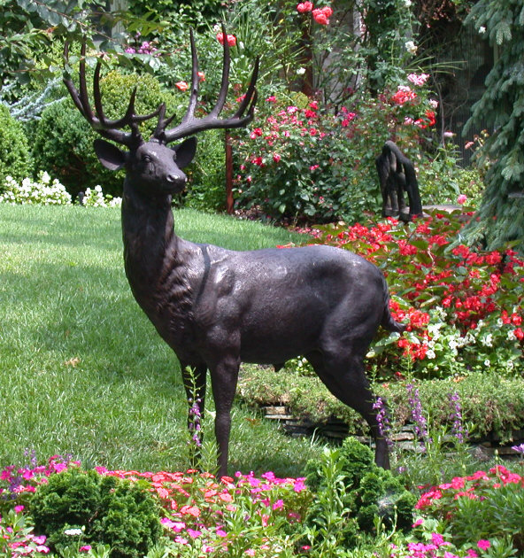 Srb10069-l Bronze Deer On Left Sculpture