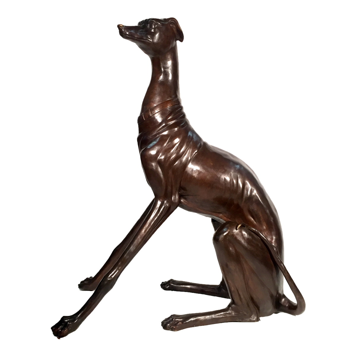 Srb074474 Bronze Large Sitting Whippet Dog Sculpture, 62 X 28 X 50 In.