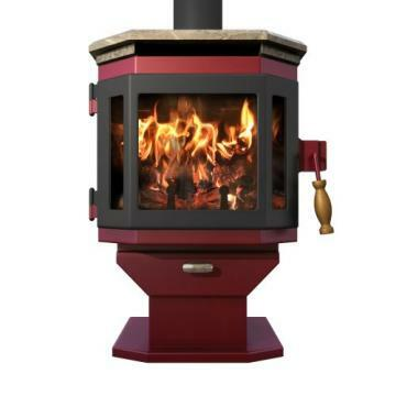 Mf-001-bp08-dp02-sp1-fm1 Catalyst Wood Stove With Mojave Red & Charcoal Door, Soapstone Top & Room Blower Fan