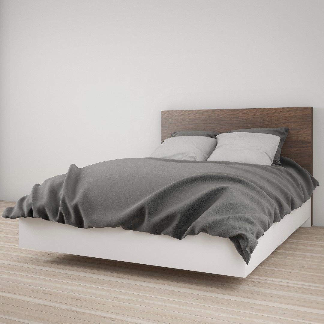 Mfi Nexera 400894 Celebri-t Platform Bed Bundle - White & Walnut