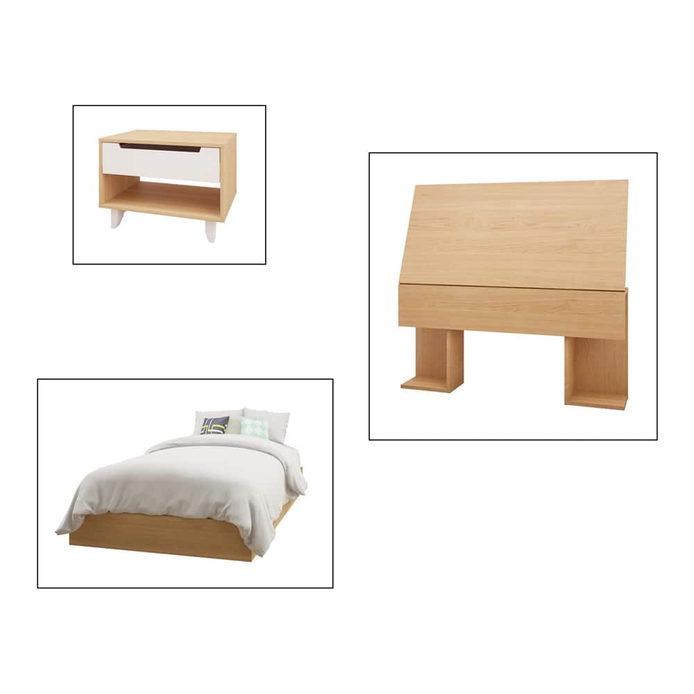 400727 Nordik Bed Kit, Natural Maple Laminate & White Matte Lacquer - Twin Size
