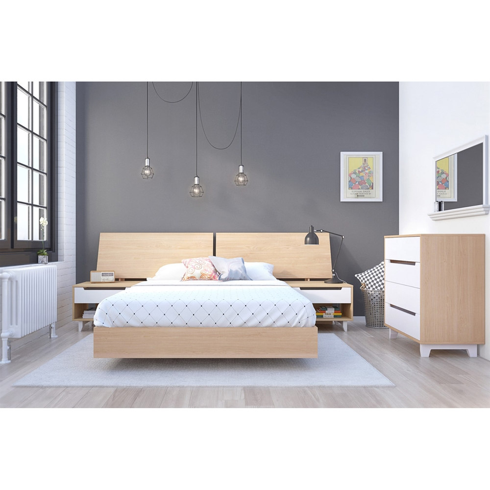 400731 Nordik Bed Kit, Natural Maple Laminate & White Matte Lacquer - Full Size