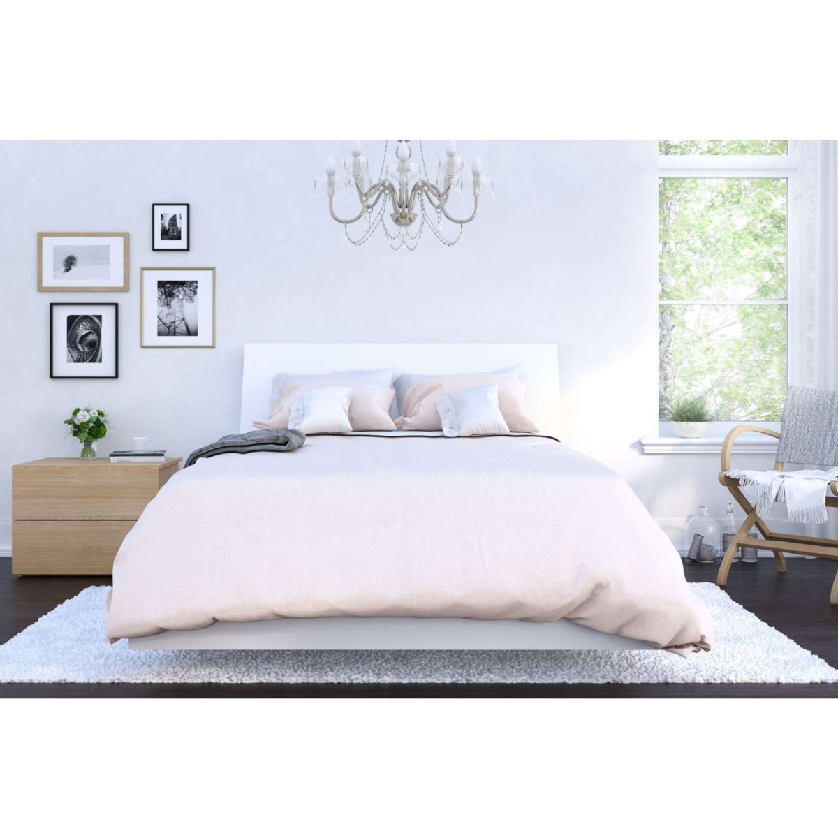 400827 Esker Bedroom Set, Natural Maple & White - Full Size