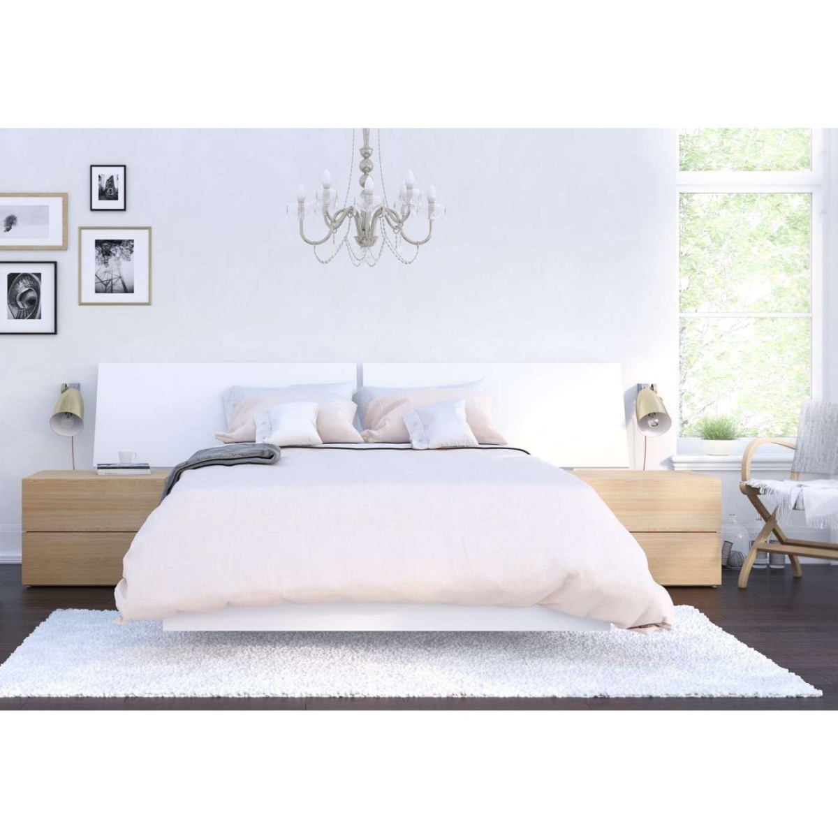 400829 Esker Bedroom Set, Natural Maple & White - Full Size