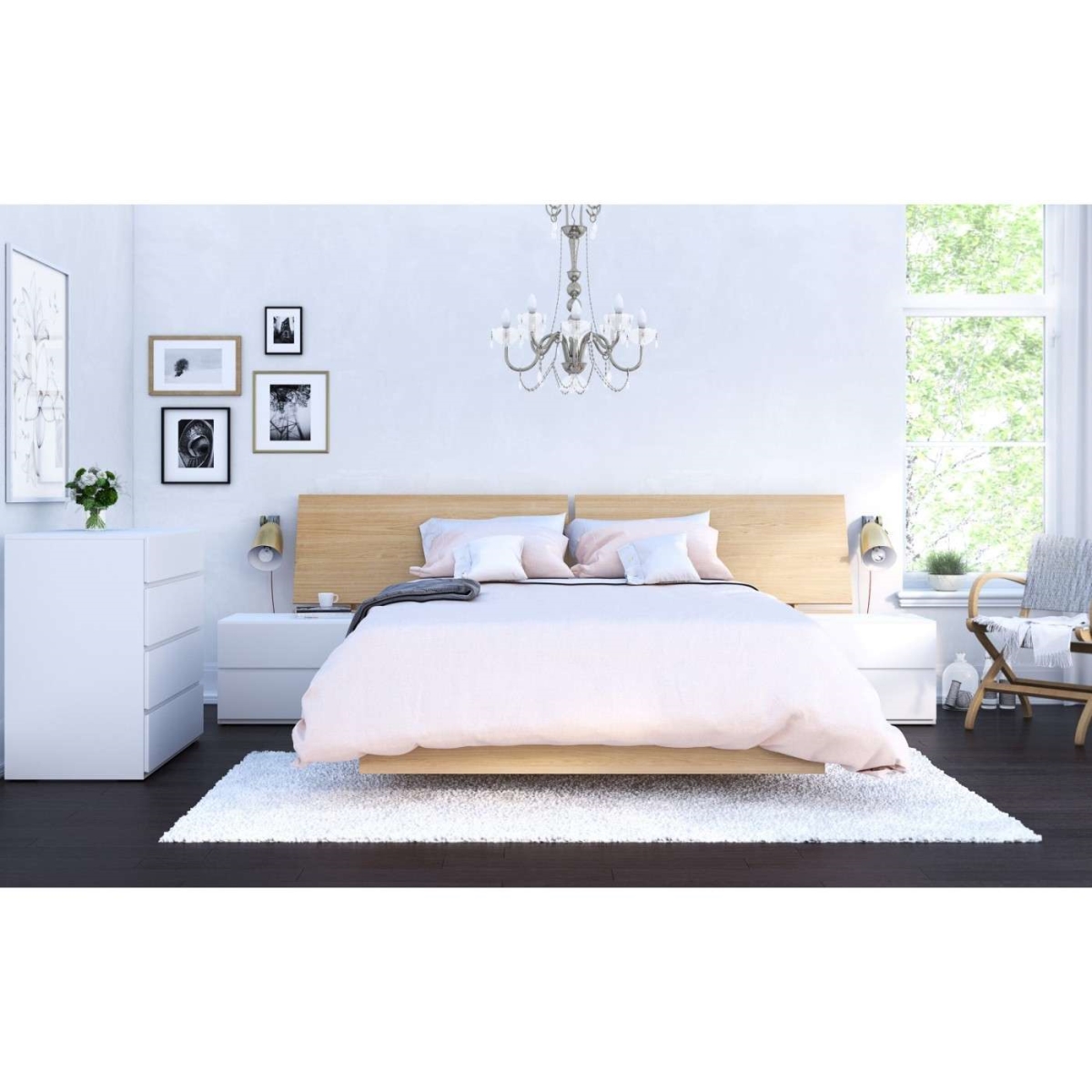400839 Fiji Bedroom Set, Natural Maple & White - Full Size