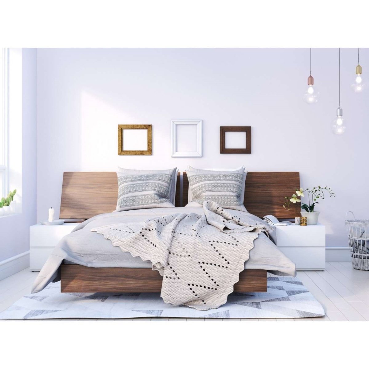 400868 Denali Bedroom Set, Walnut & White - Full Size