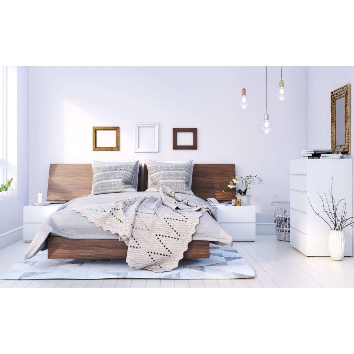 400870 Denali Bedroom Set, Walnut & White - Full Size