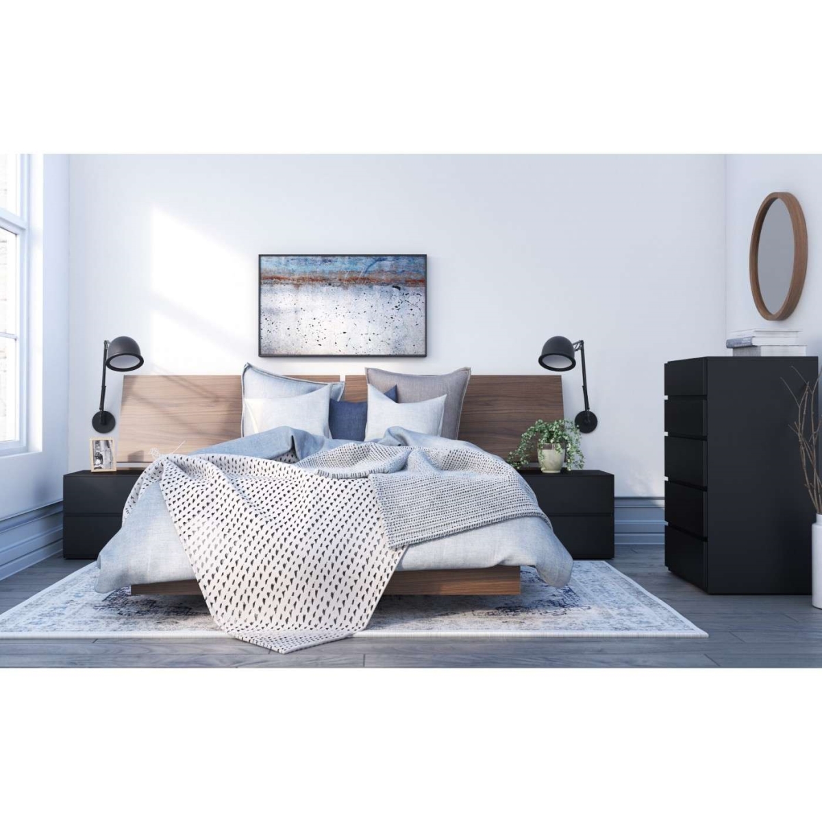 400875 Sonoma Bedroom Set, Walnut & Black - Full Size
