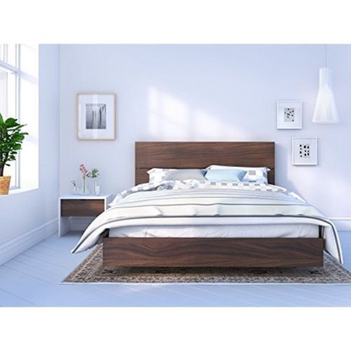 400889 Identi-t Bedroom Set, White & Walnut - Queen Size