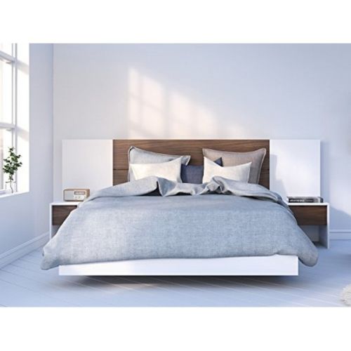 400892 Celebri-t Bedroom Set, White & Walnut - Twin Size
