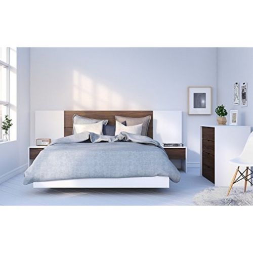 400895 Celebri-t Bedroom Set, White & Walnut - Full Size