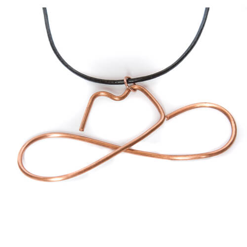 143192pmm11 Cowboy Hat Copper Wire Pendant Necklace