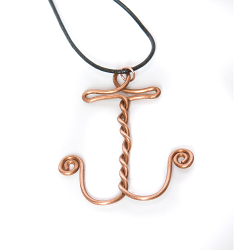 143192pmm13 Anchor Copper Wire Pendant Necklace