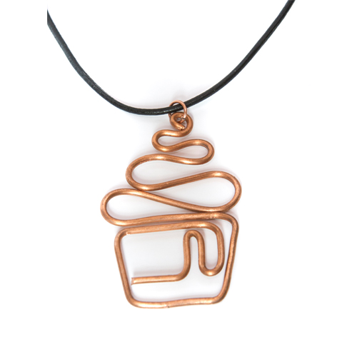 Cupcake Copper Wire Pendant Necklace