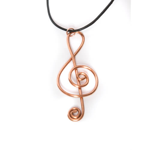 Treble Clef Copper Wire Pendant Necklace