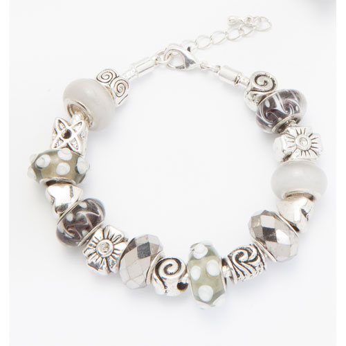 143192pmm32 Stormchaser Charm Bracelet - Silver & Grey