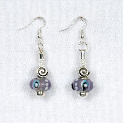 143192pmm322 Whimsical Painted Glass Bead Earrings